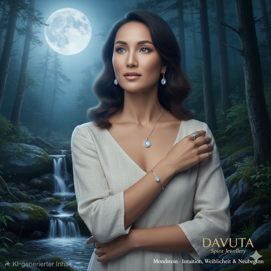 Mondstein Edelstein Schmuck am Model