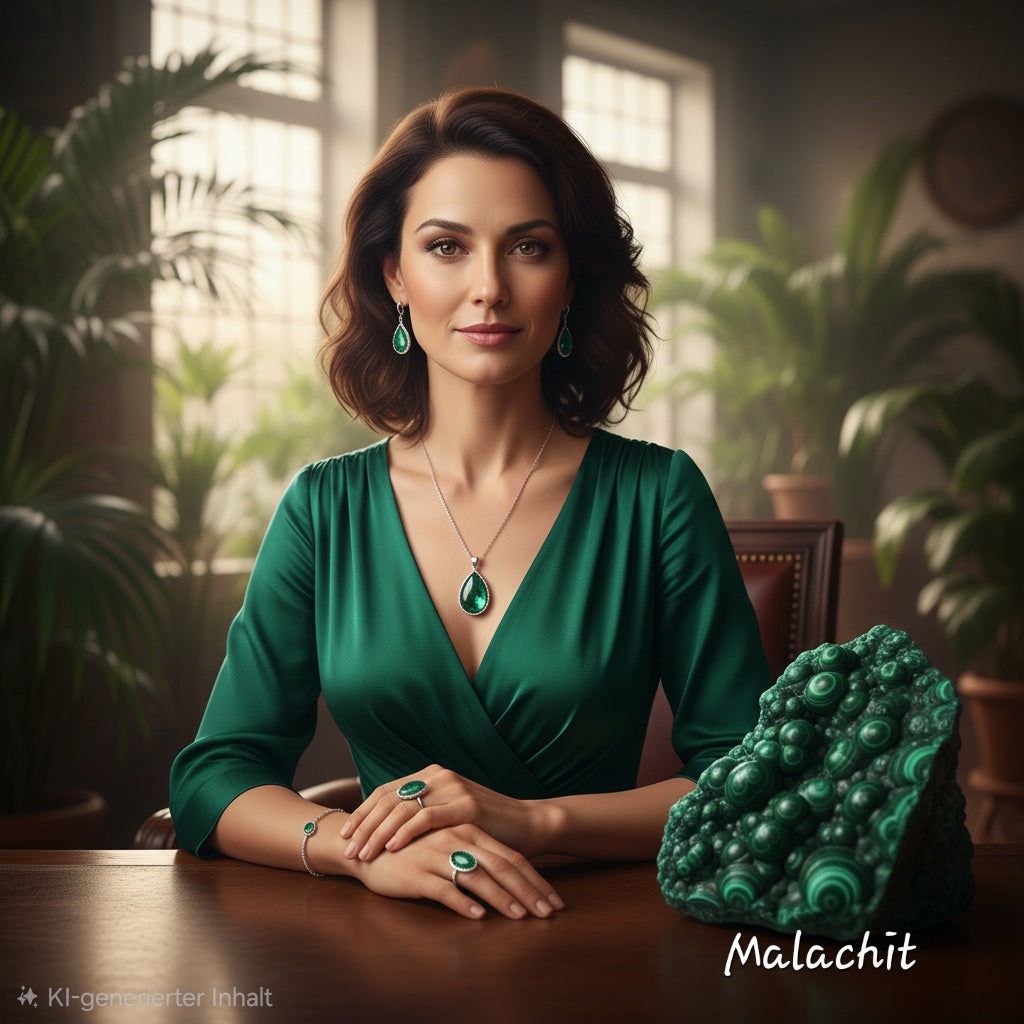 Malachit Edelstein Schmuck am Model