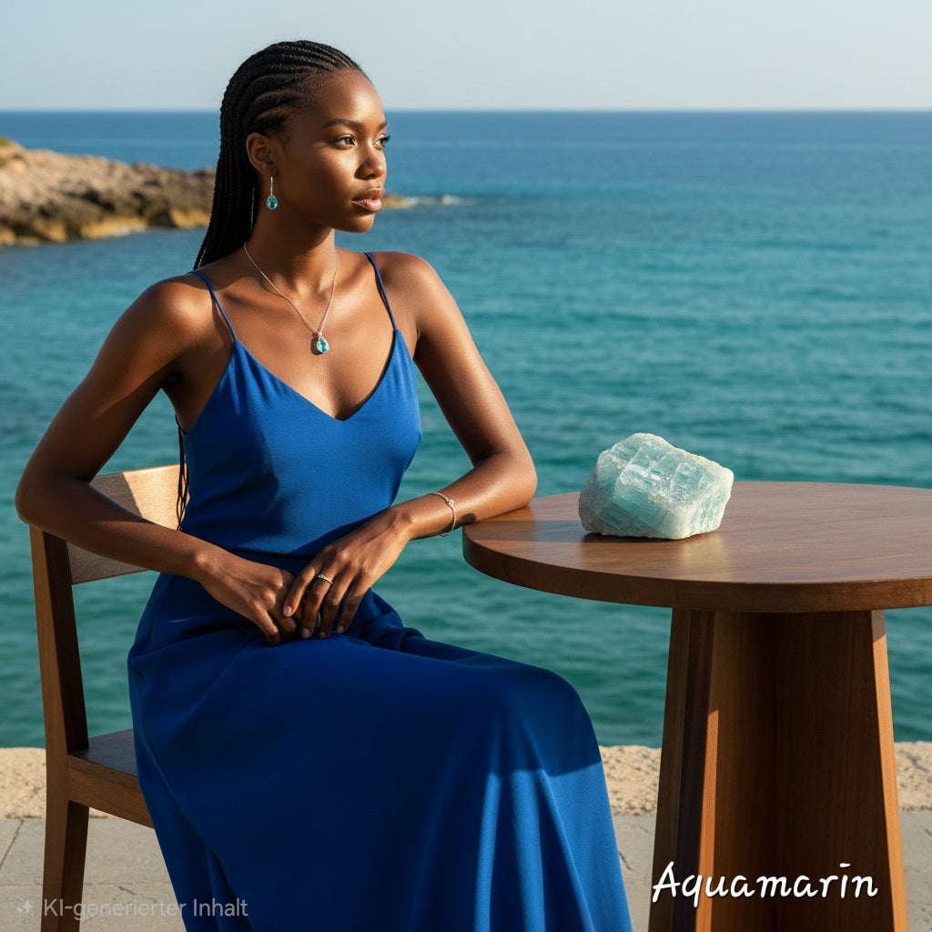 Aquamarin Edelstein Schmuck am Model