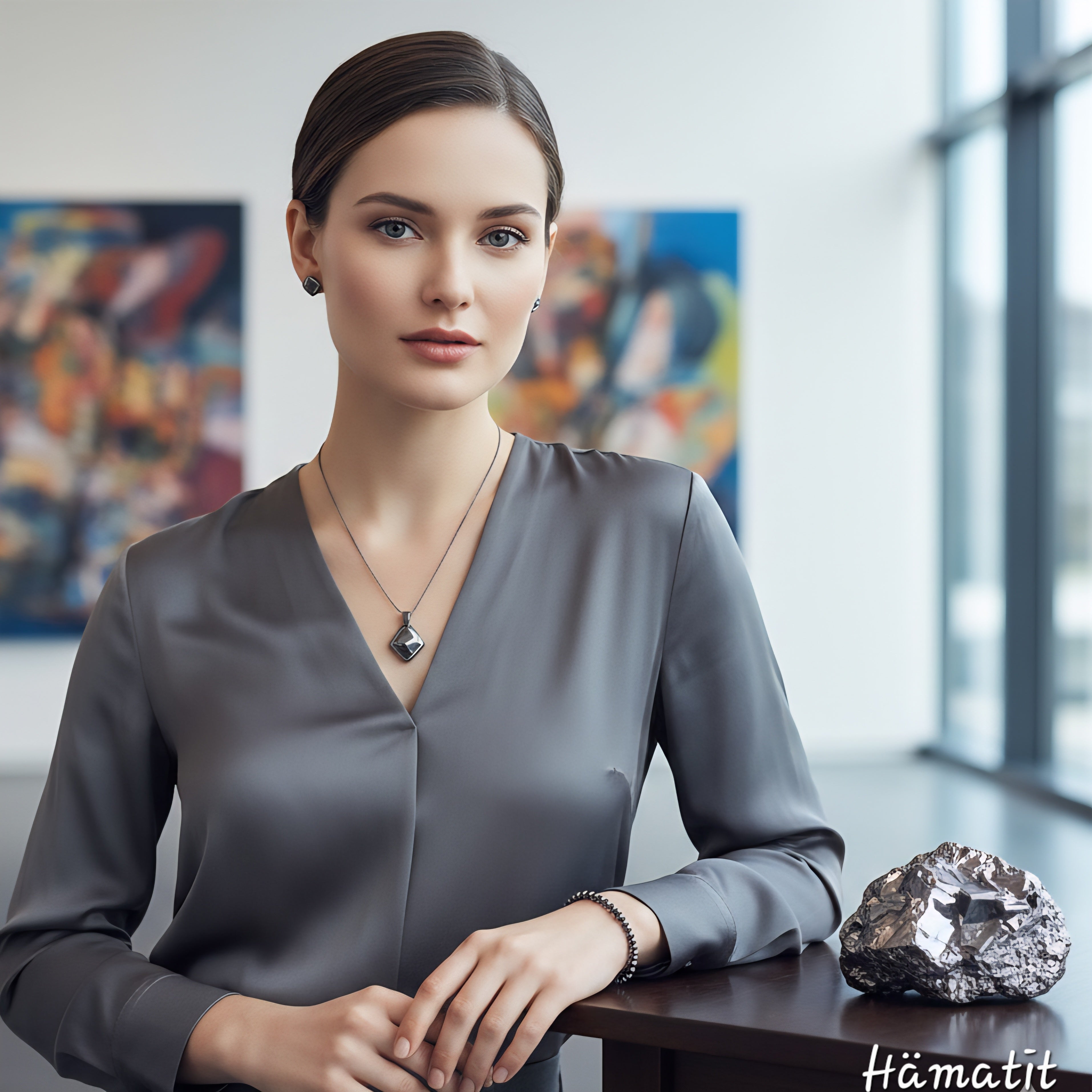 Hämatit Edelstein Schmuck am Model