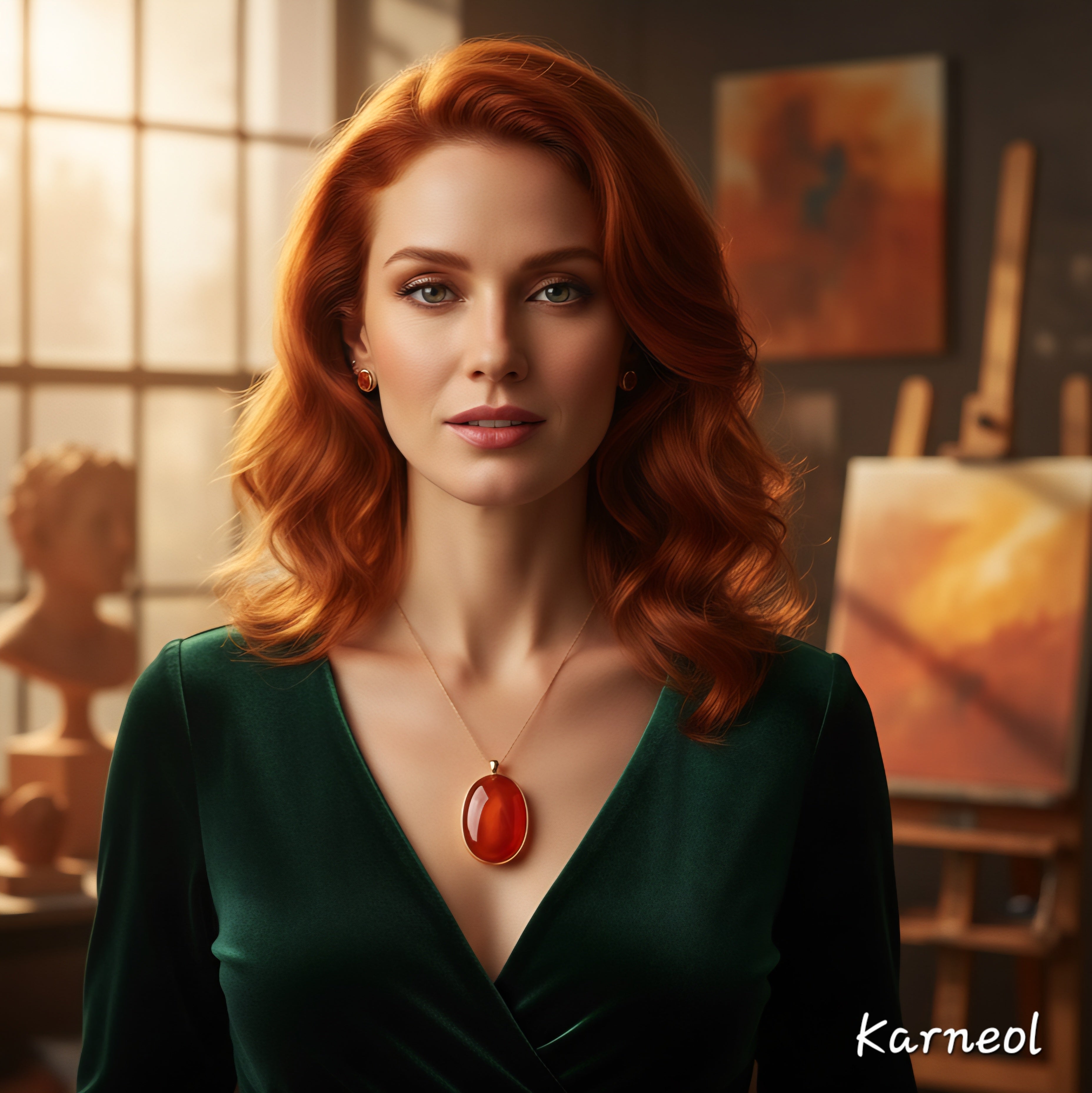 Karneol Edelstein Schmuck am Model