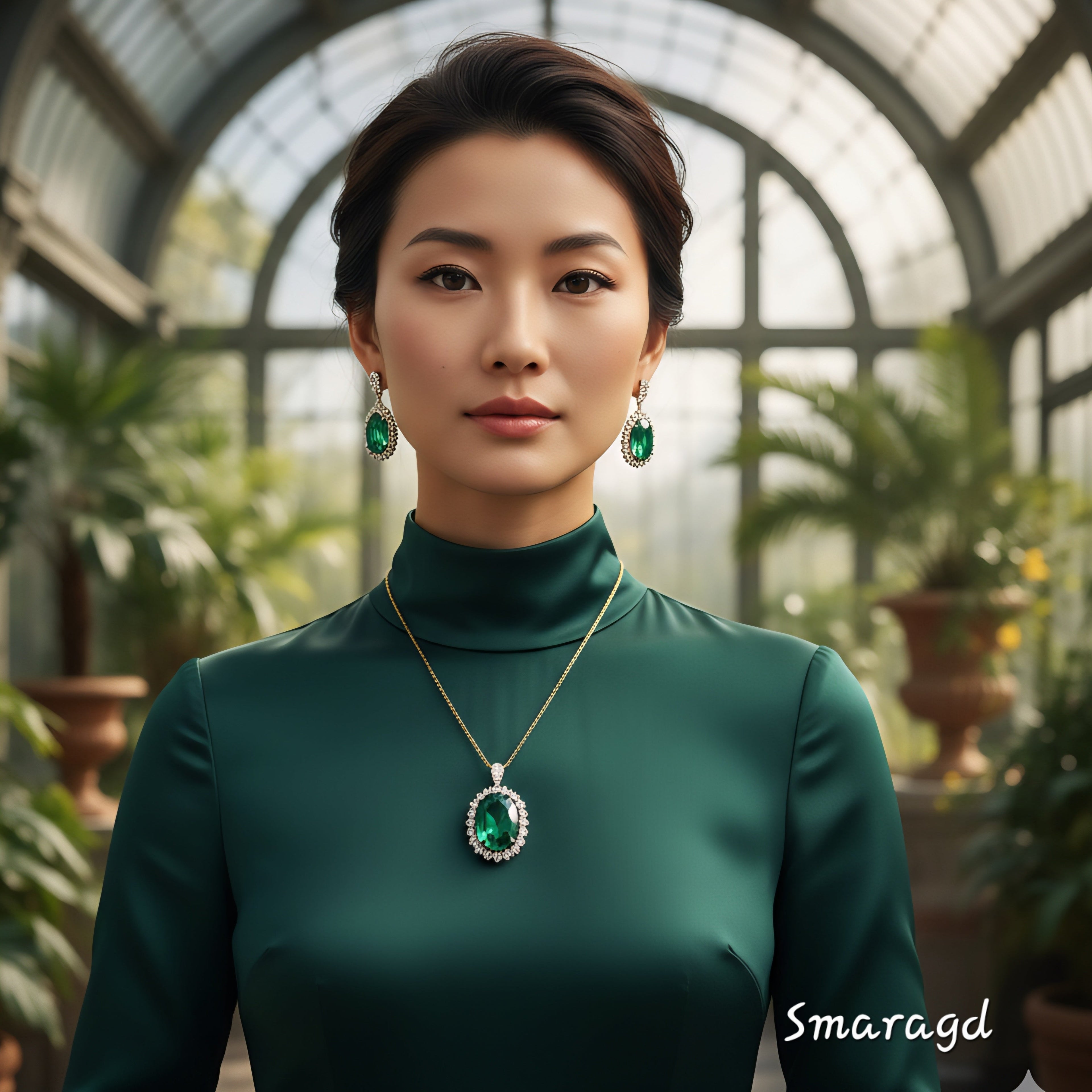 Smaragd Edelstein Schmuck am Model