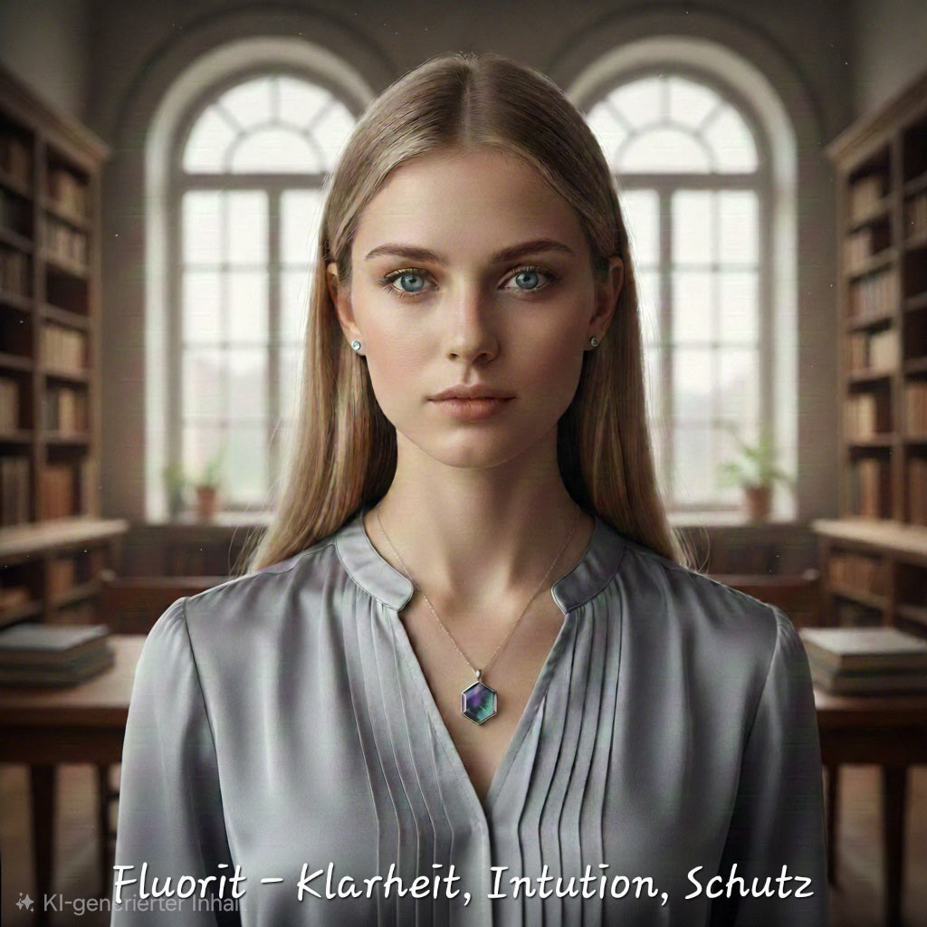 Fluorit Edelstein Schmuck am Model