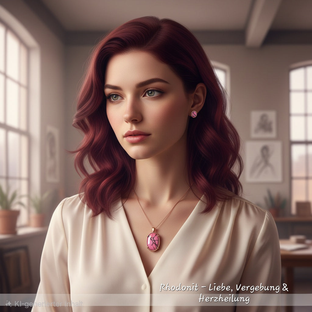Rhodonit Edelstein Schmuck am Model