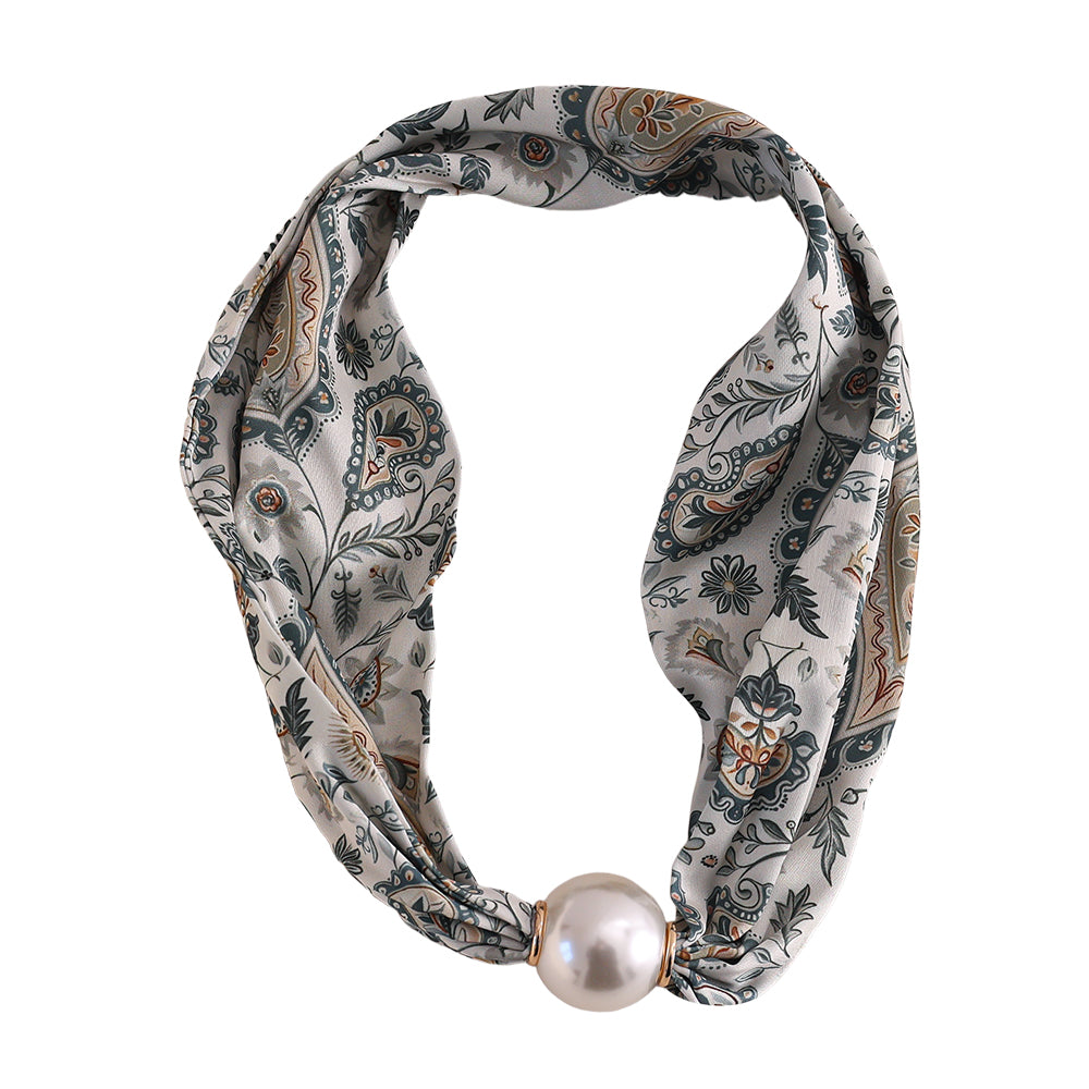 Damen Schal mit Perle No. 3 / Perla Verde / Elegant & Blumig