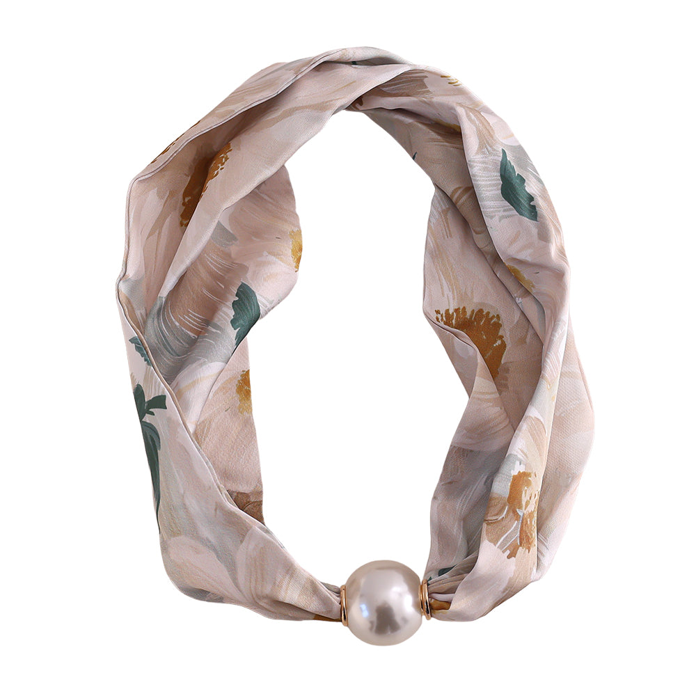 Damen Schal mit Perle No. 4 / Perla Chiara / Elegant & Blumig