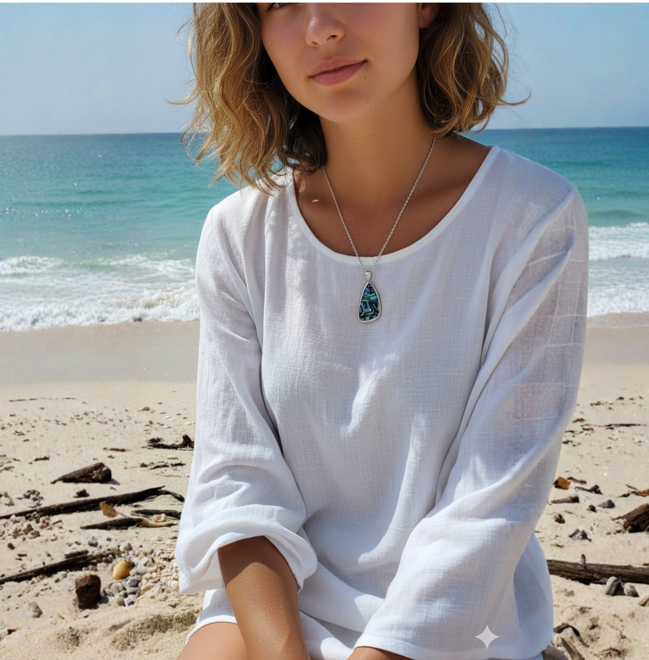 Damen Kette mit Anhänger Abalone-Muschel