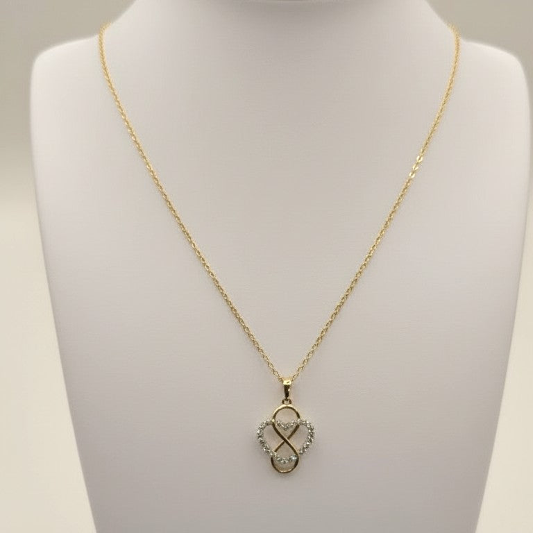 Damen Cuore Infinito - 8 K Goldanhänger mit Zirkonia & Kette