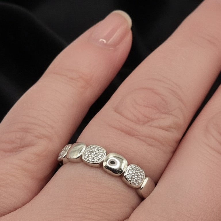 Damen Ring Band Silber mit Zirkonia