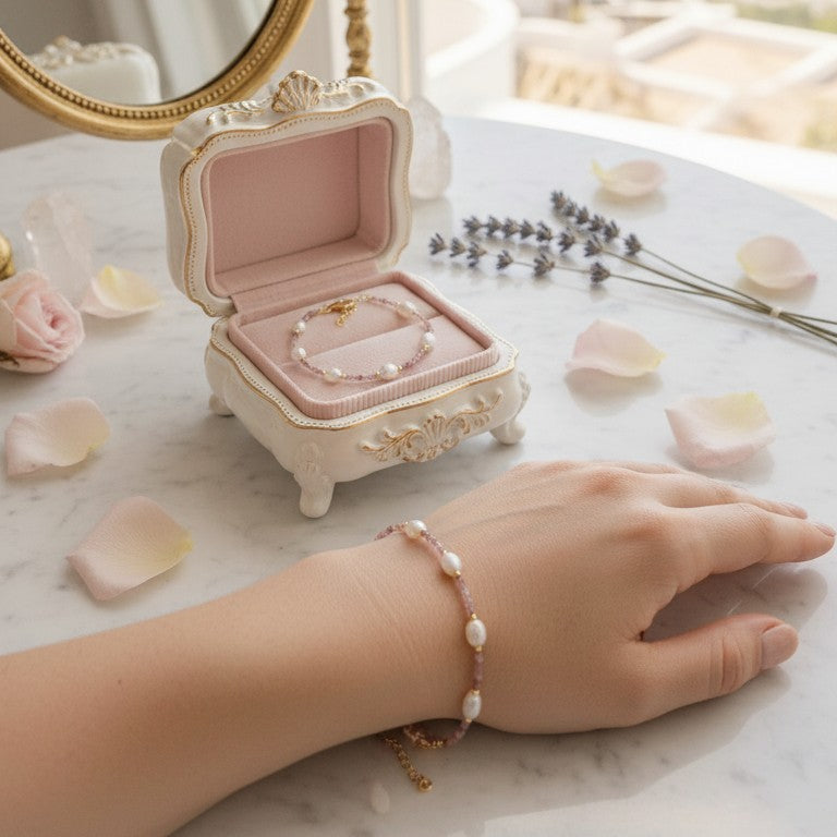 Damen Armband mit Perlen vergoldet