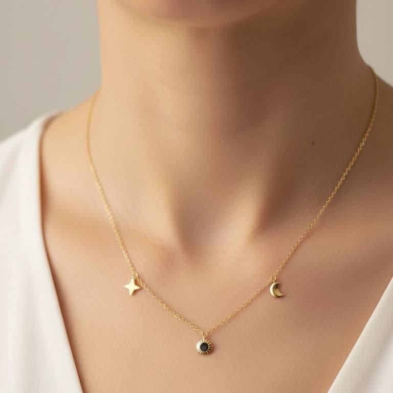 Damen Collier Universo - Sonne, Mond, Stern