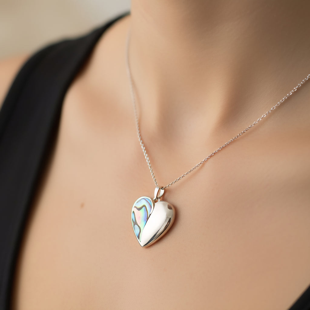 Damen Kette mit Herzanhänger Abalone-Muschel