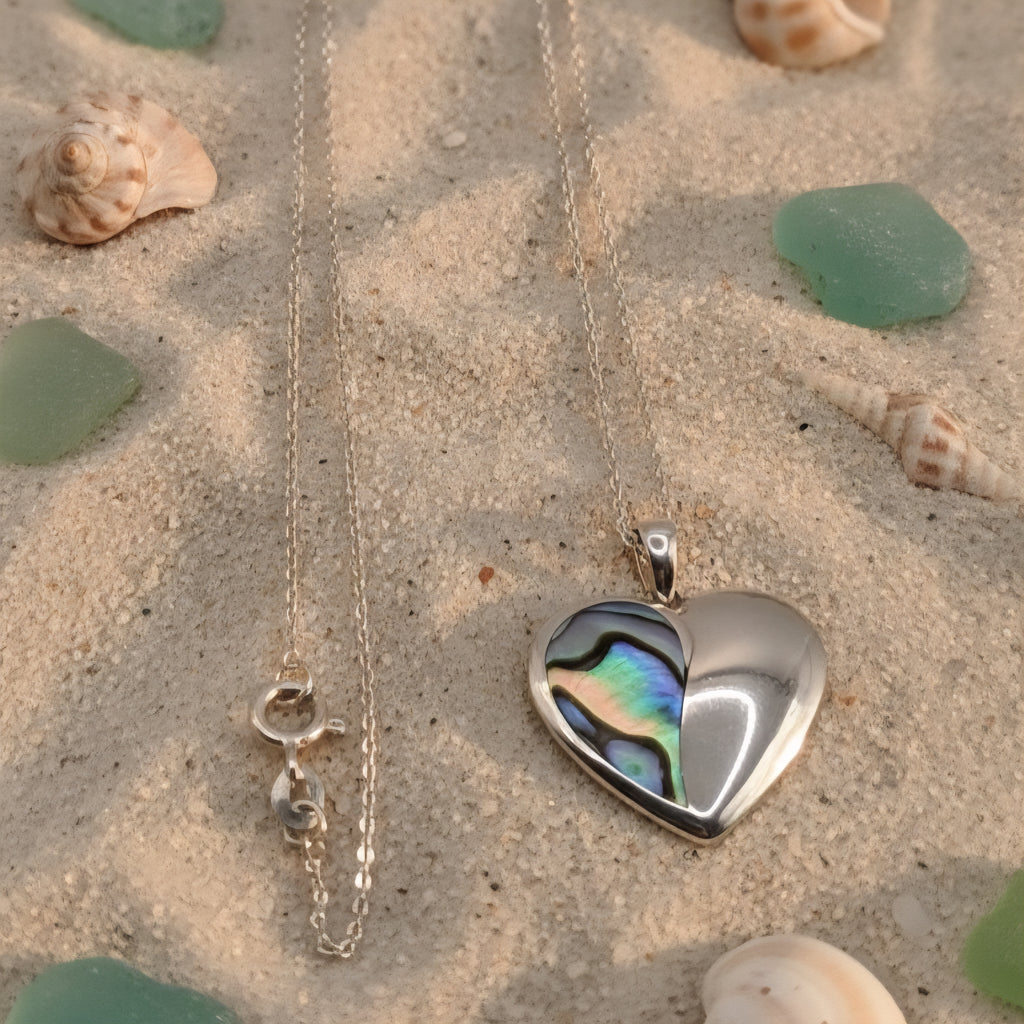 Damen Kette mit Herzanhänger Abalone-Muschel