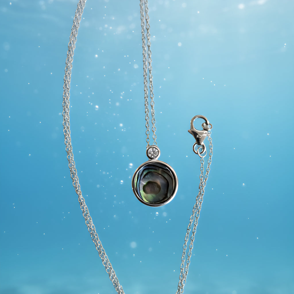 Damen Kette mit Anhänger Abalone-Muschel rund