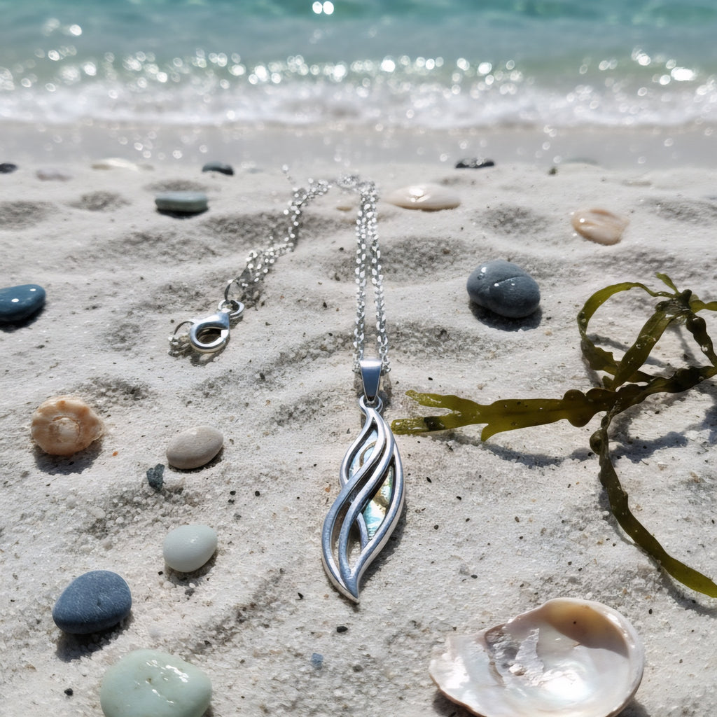 Damen Kette mit Anhänger Abalone-Muschel Welle