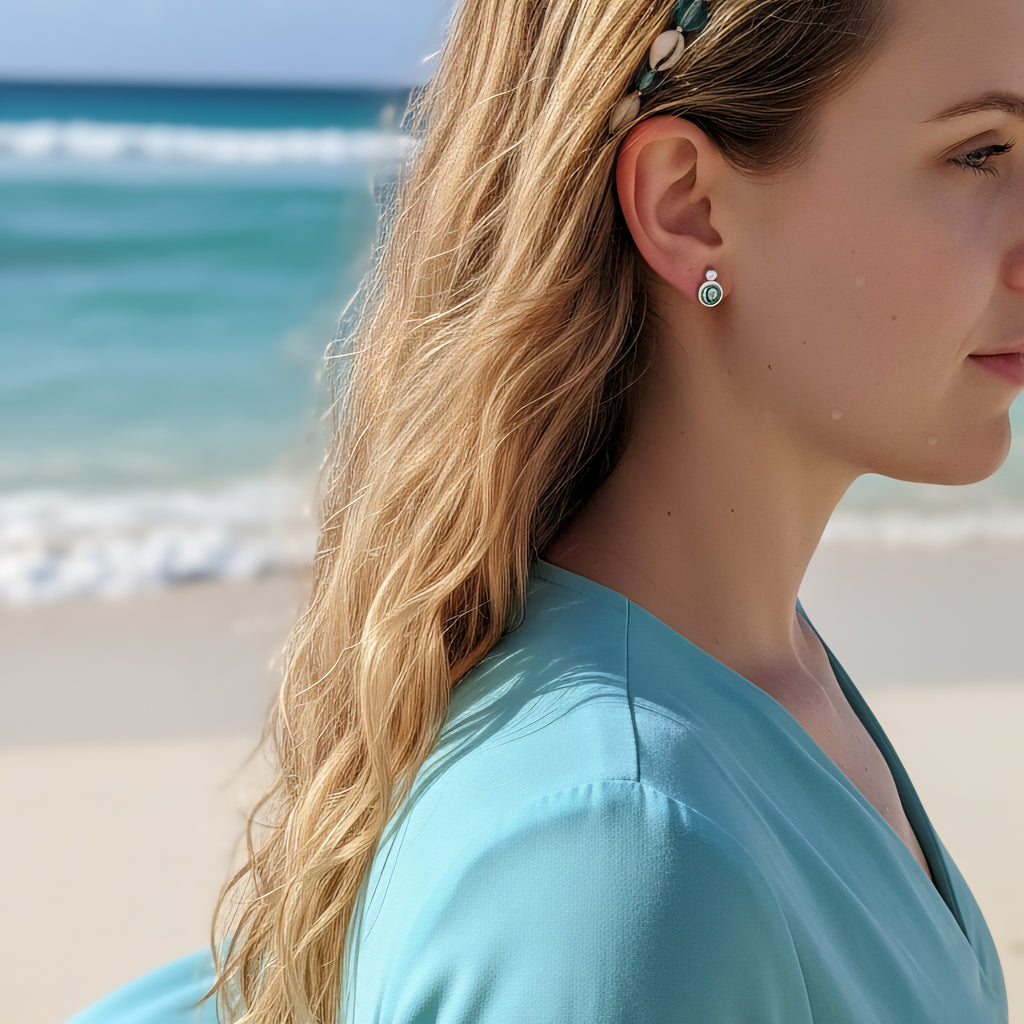 Damen Ohrstecker Abalone-Muschel rund