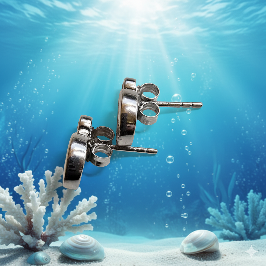 Damen Ohrstecker Abalone-Muschel rund