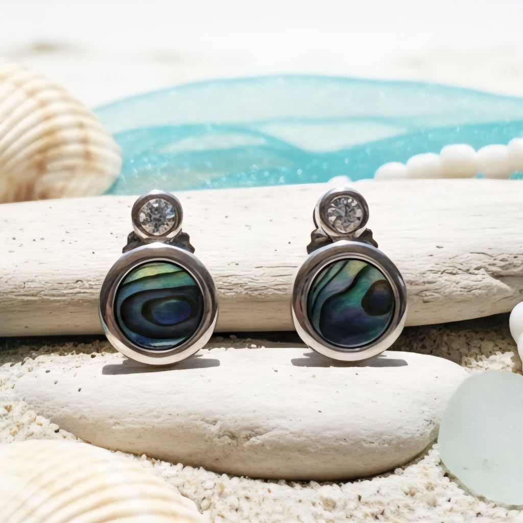 Damen Ohrstecker Abalone-Muschel rund