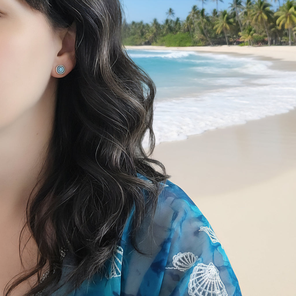 Damen Ohrstecker Abalone-Muschel rund