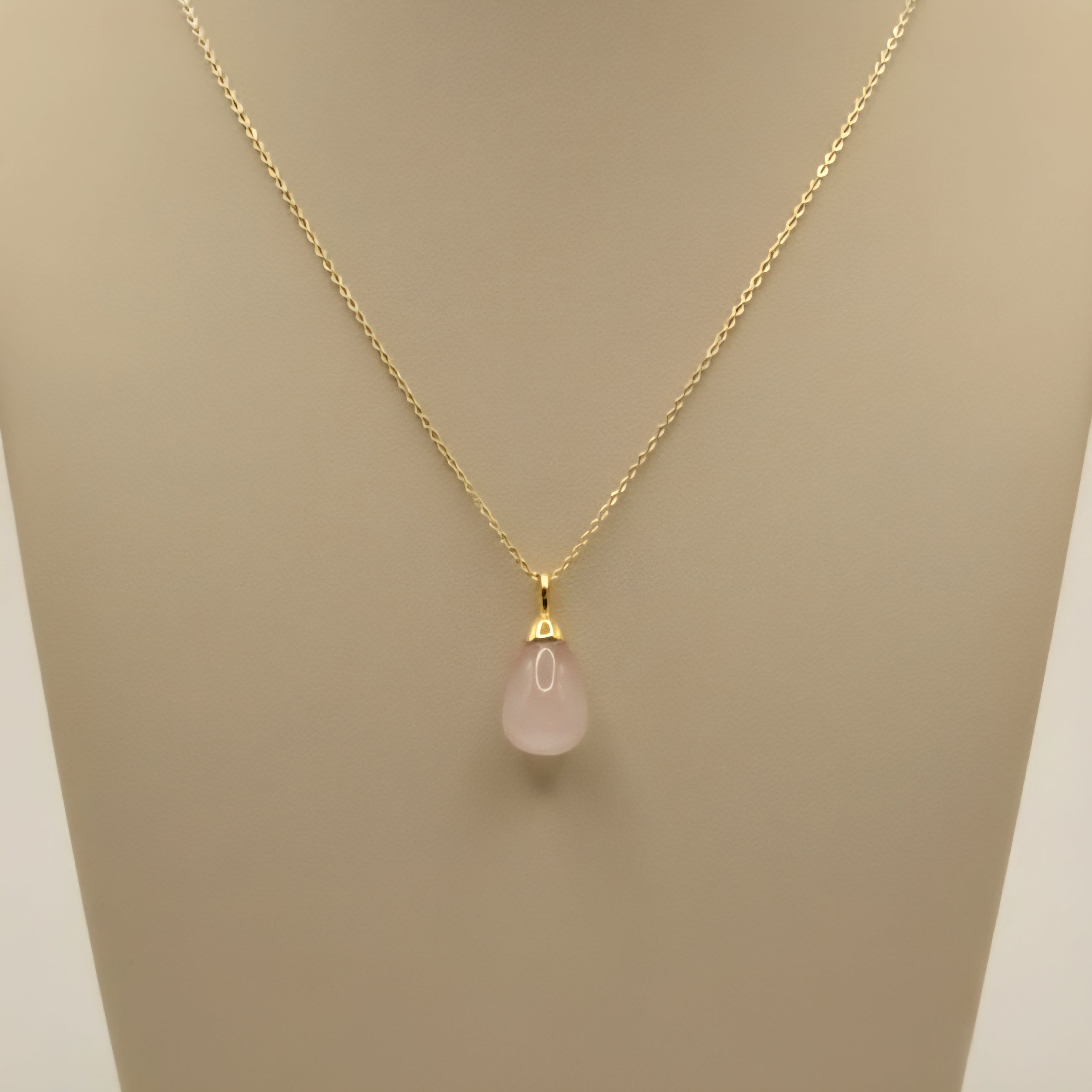 Damen Kette mit Rosenquarzanhänger - Einzelstück vergoldet