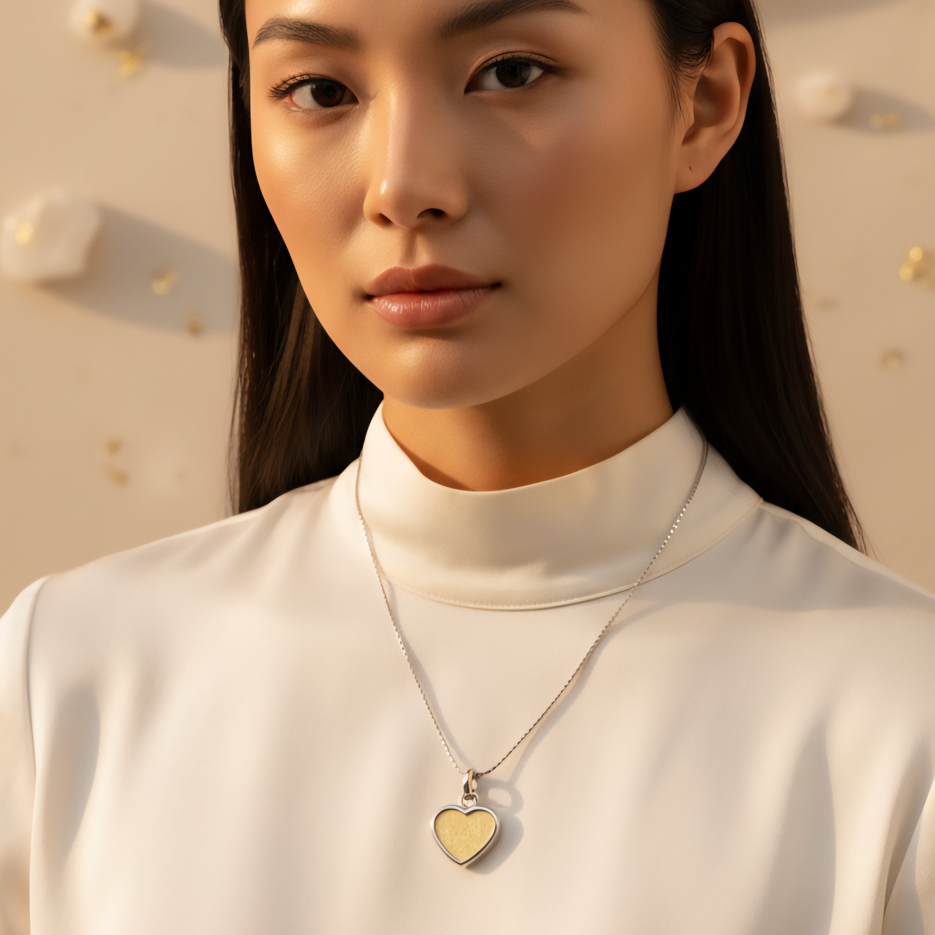 Damen Kette mit Anhänger Herz mit Gold im Glas