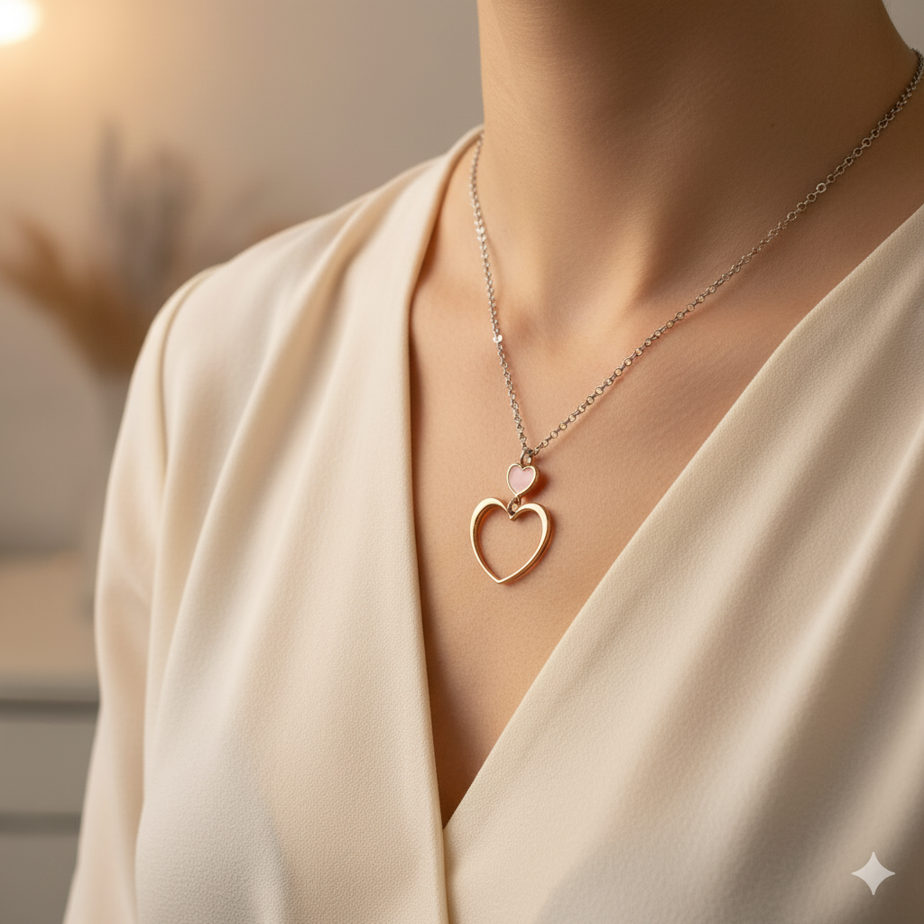 Damen Kette mit Anhänger Herz Rosèvergoldung