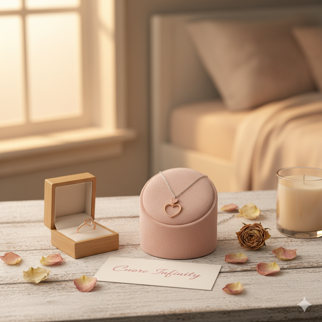 Damen Kette mit Anhänger Herz Rosèvergoldung