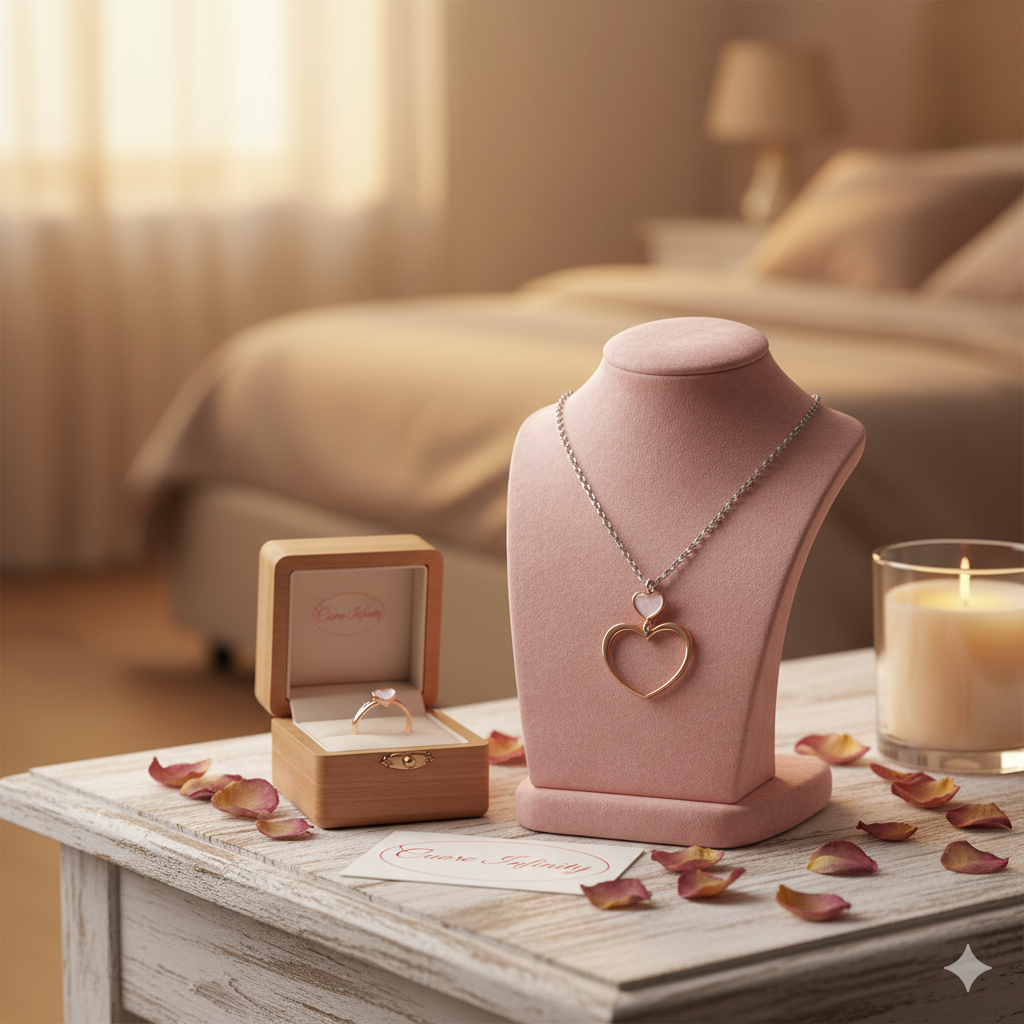 Damen Kette mit Anhänger Herz Rosèvergoldung