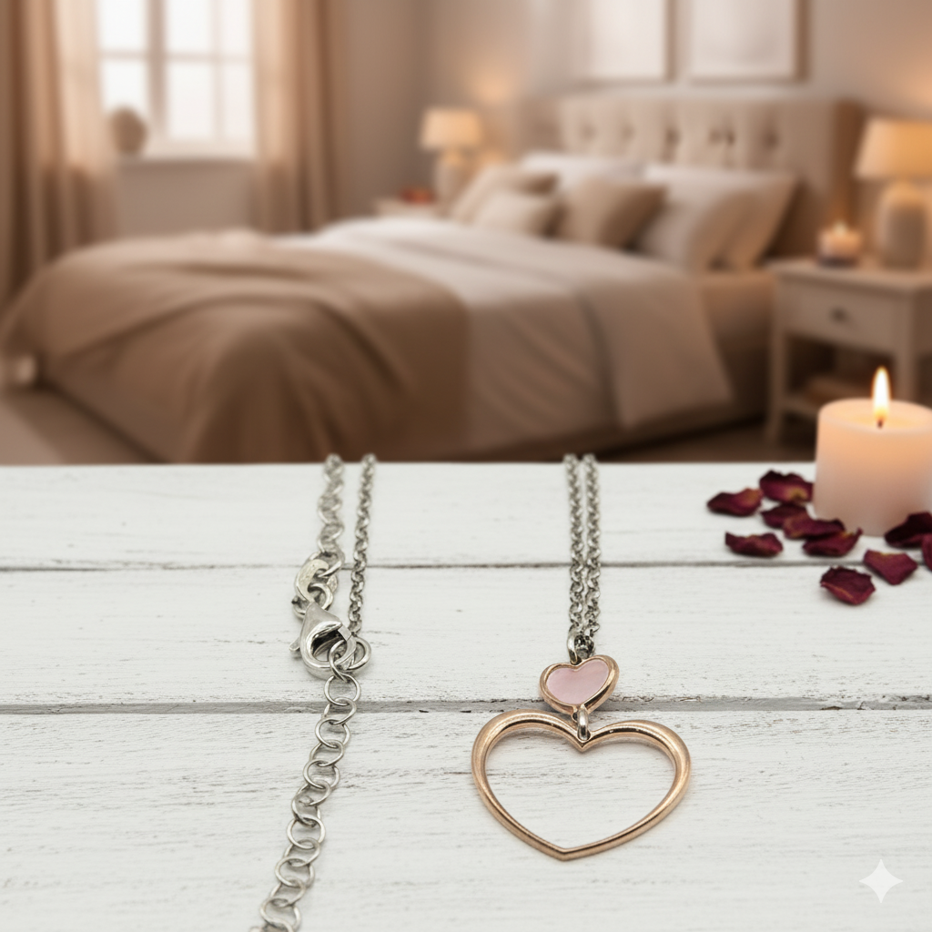 Damen Kette mit Anhänger Herz Rosèvergoldung