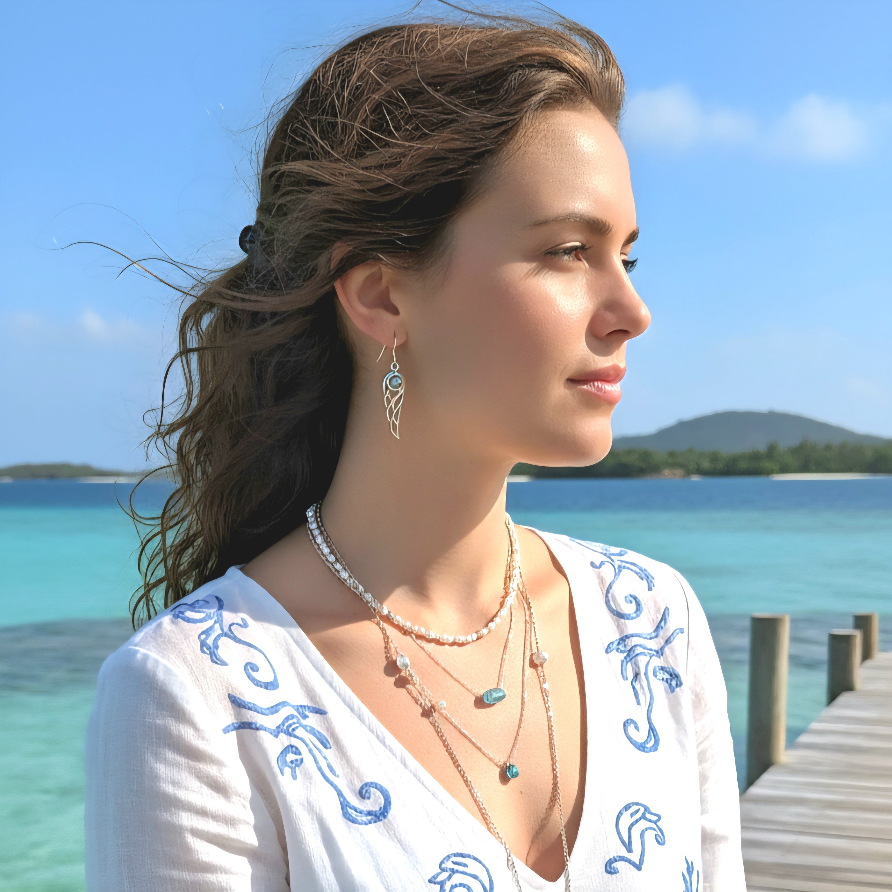 Damen Ohrhänger Abalone-Muschel Engelsflügel