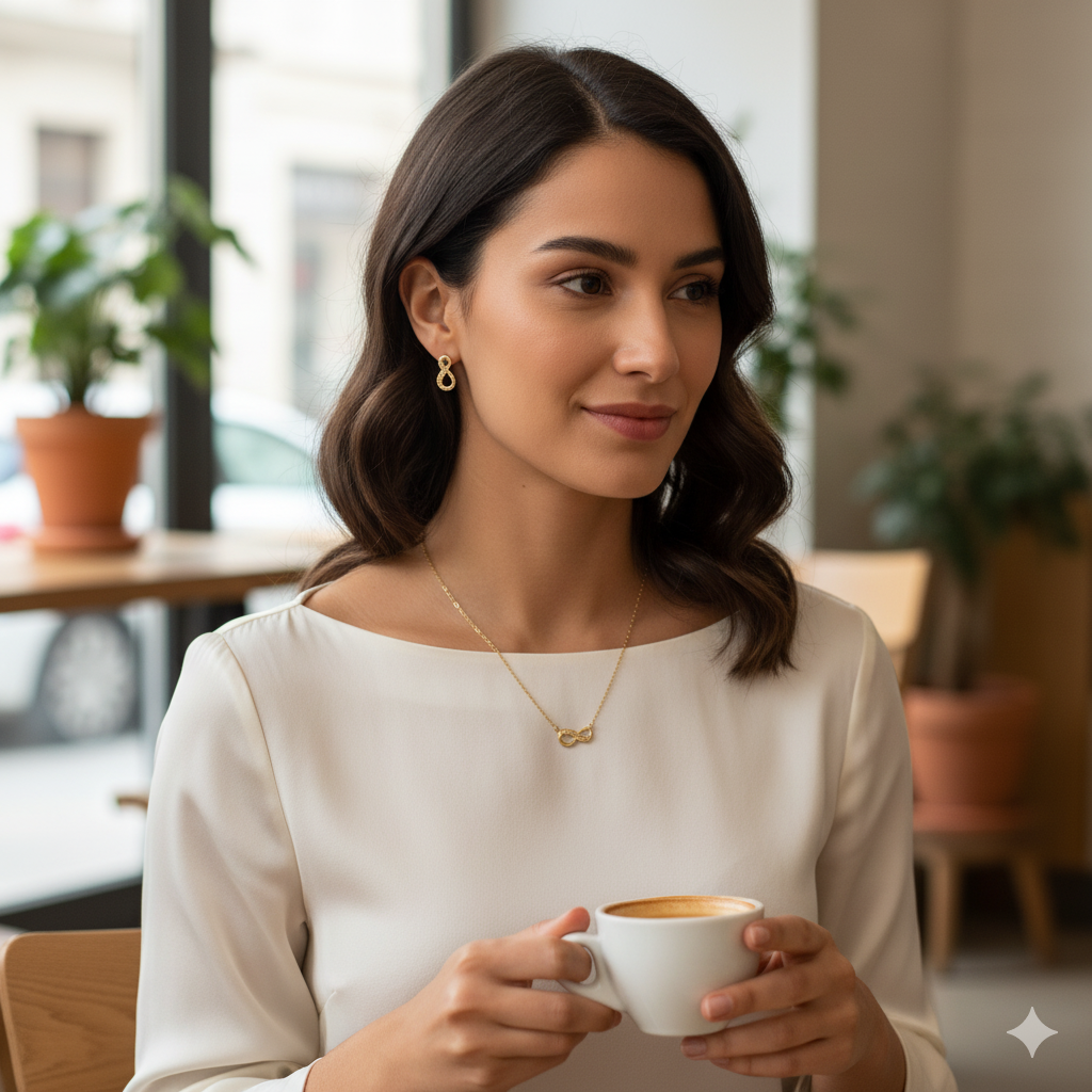 Damen Set Anhänger/Kette und Ohrstecker vergoldet