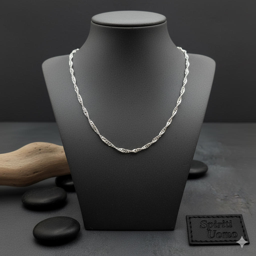 Herren Collier Singapurkette Silber