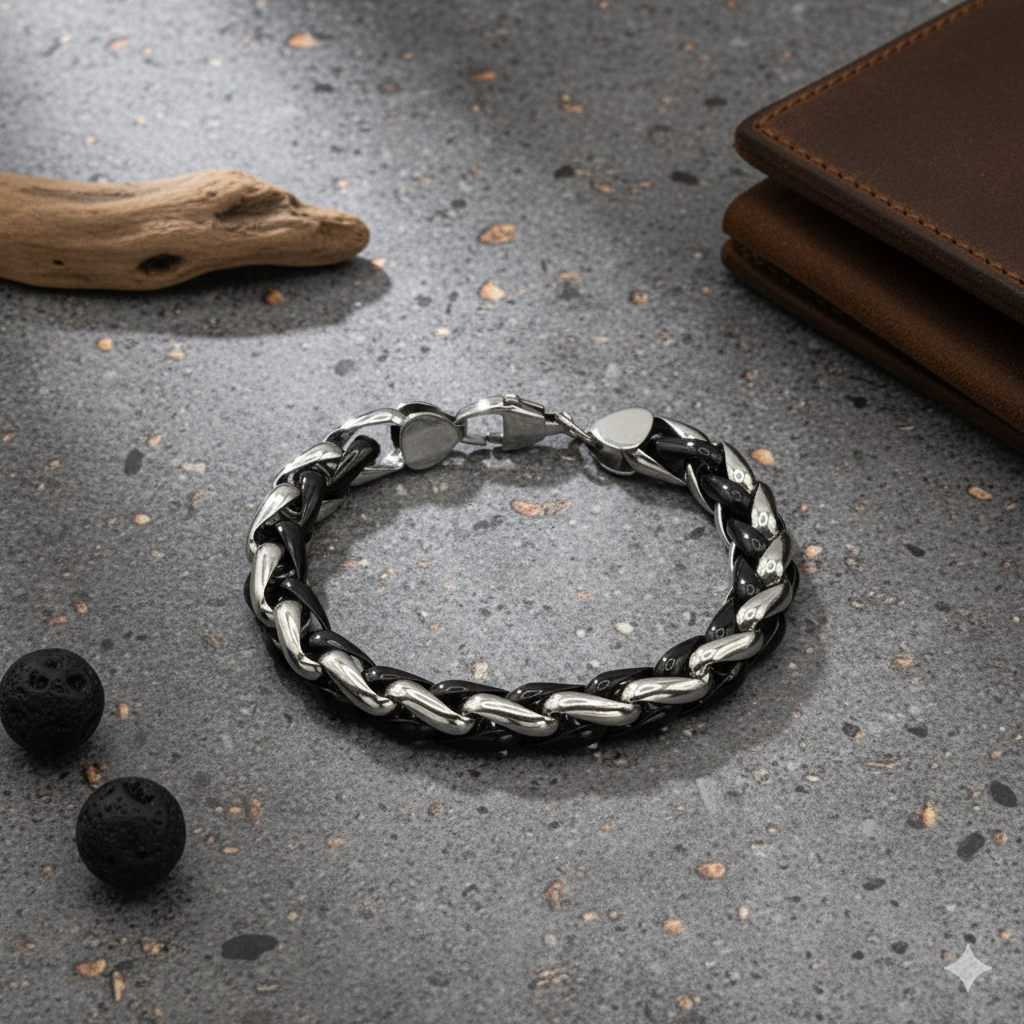 Herren Armband Edelstahl Phantasiekette 23 cm