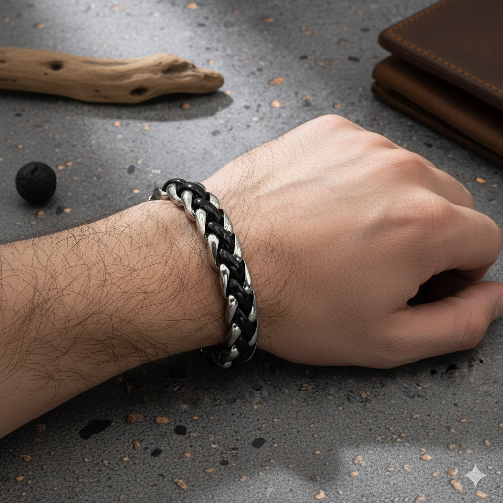 Herren Armband Edelstahl Phantasiekette 23 cm