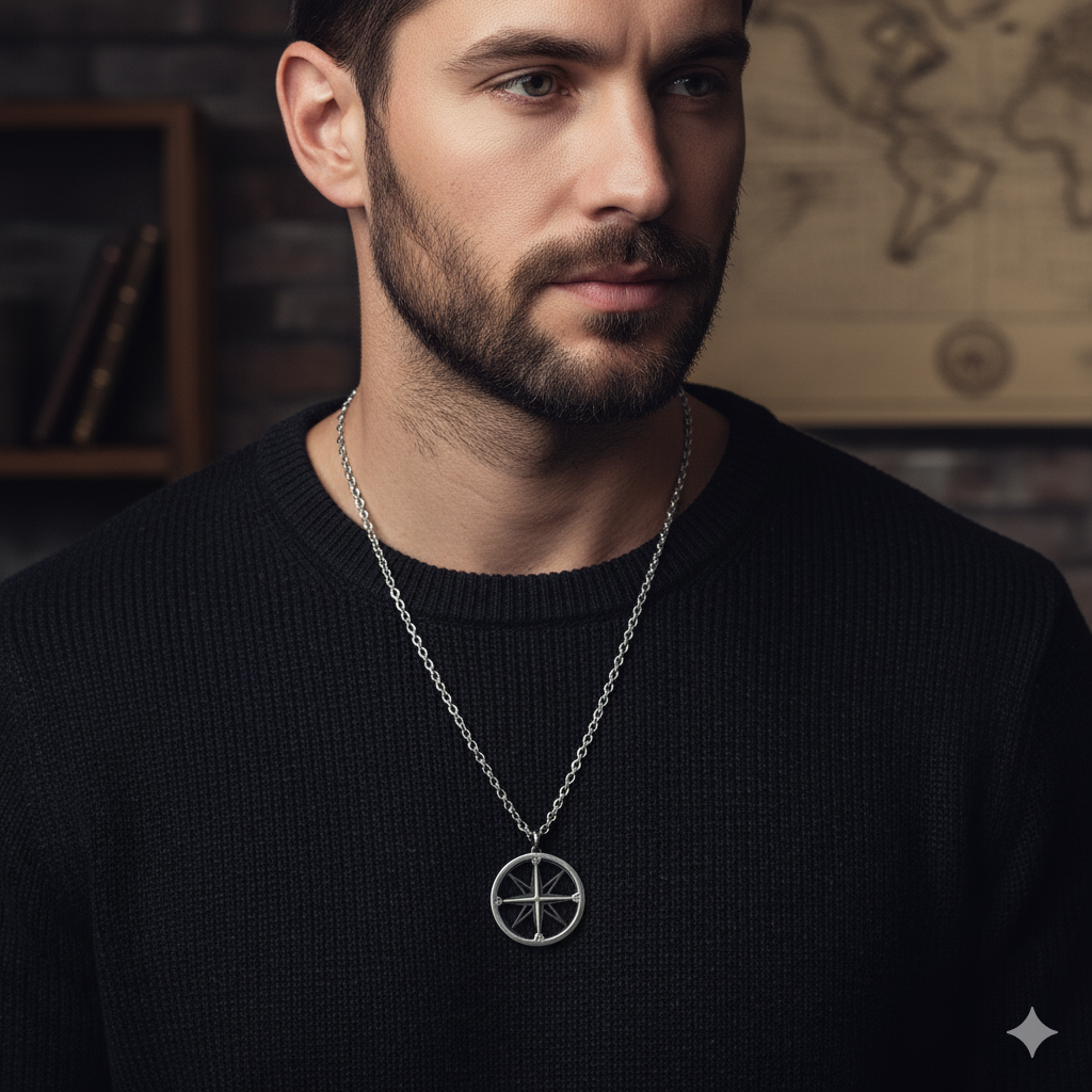 Herren Anhänger Windrose mit Kette