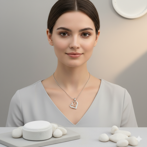 Damen Anhänger Herz & Infinity / infinito Sospeso / 925 Silber / rosévergoldetes Infinity / Zirkonia