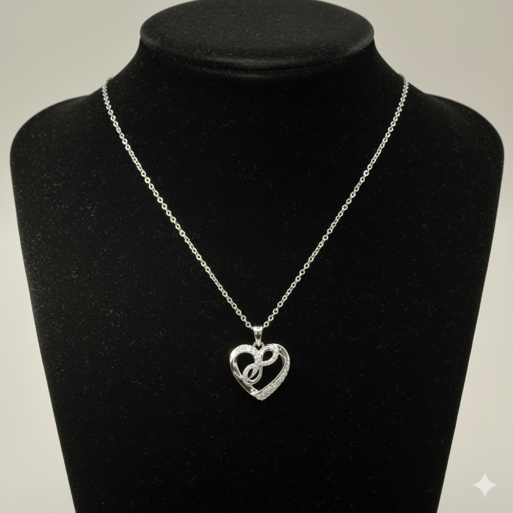 Damen Anhänger Herz-Infinity mit Zirkoniasteinen