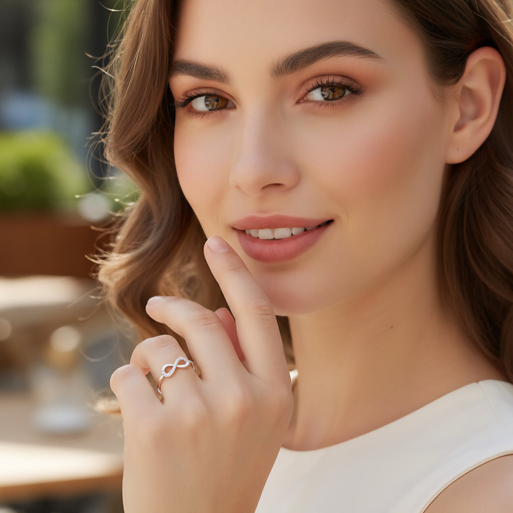 Damen Ring Infinity Silber mit Zirkonia