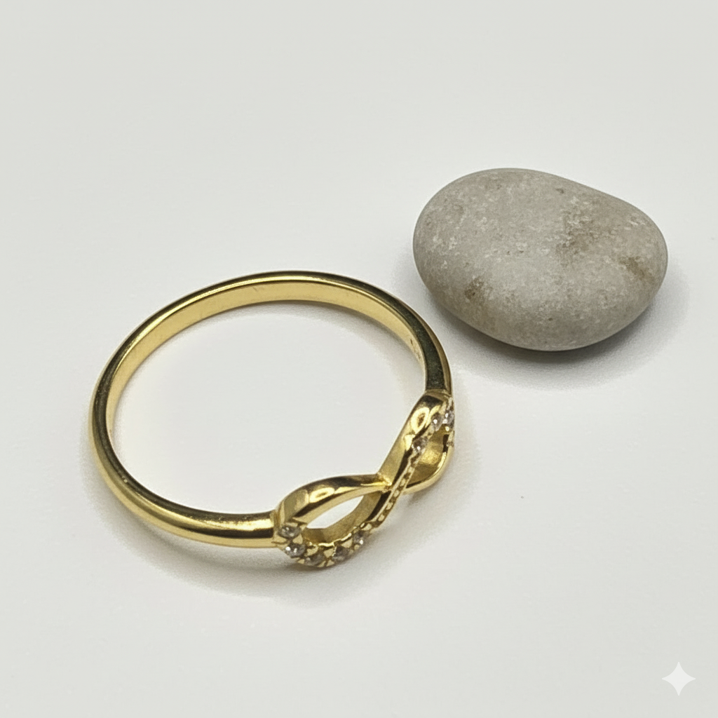 Damen Ring Infinity Silber Vergoldet mit Zirkonia