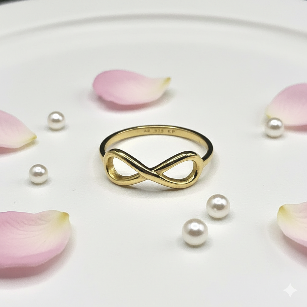 Damen Ring Infinity Silber Vergoldet