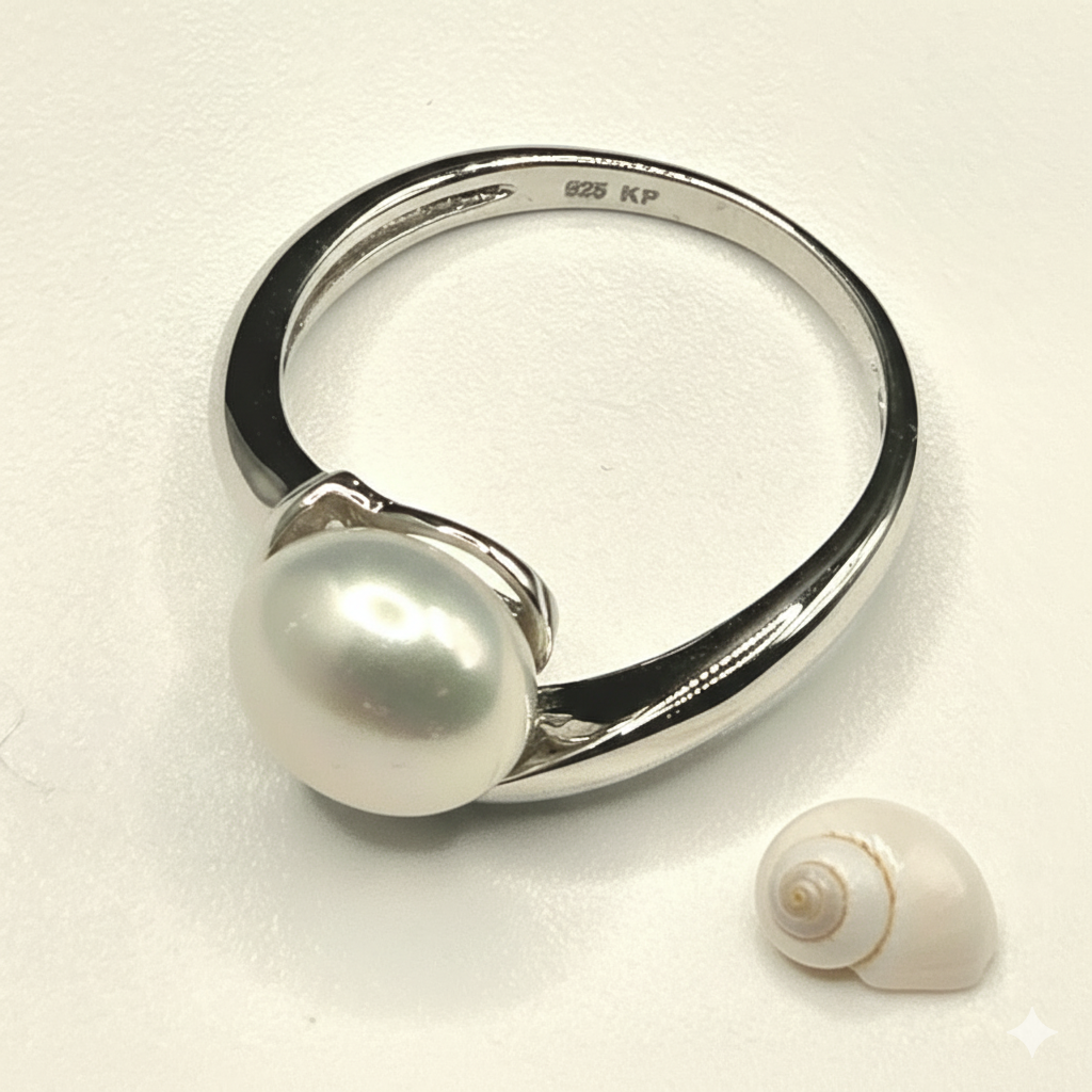 Damen Ring Perle Silber