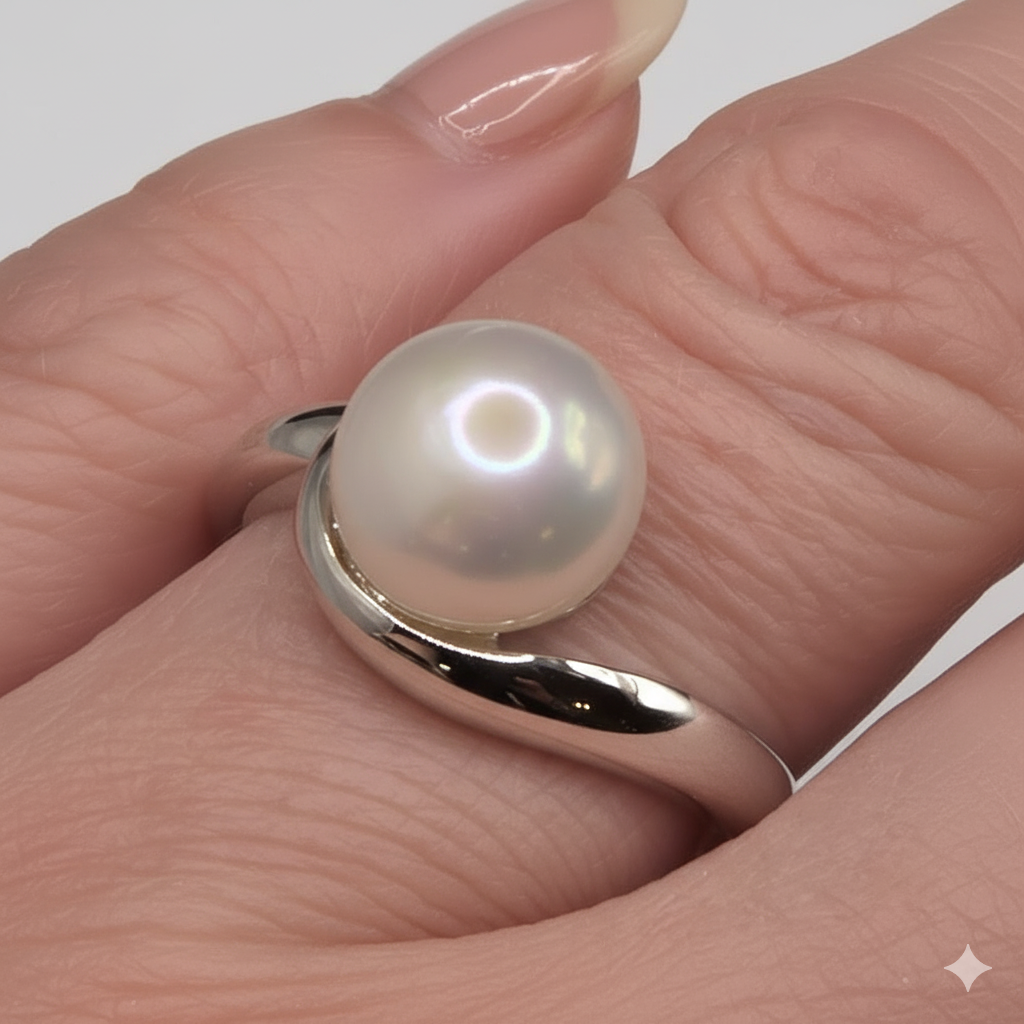 Damen Ring Perle Silber