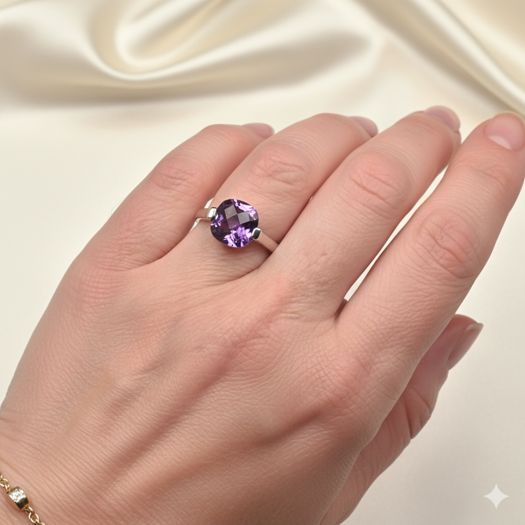 Damen Ring mit Amethyst Silber