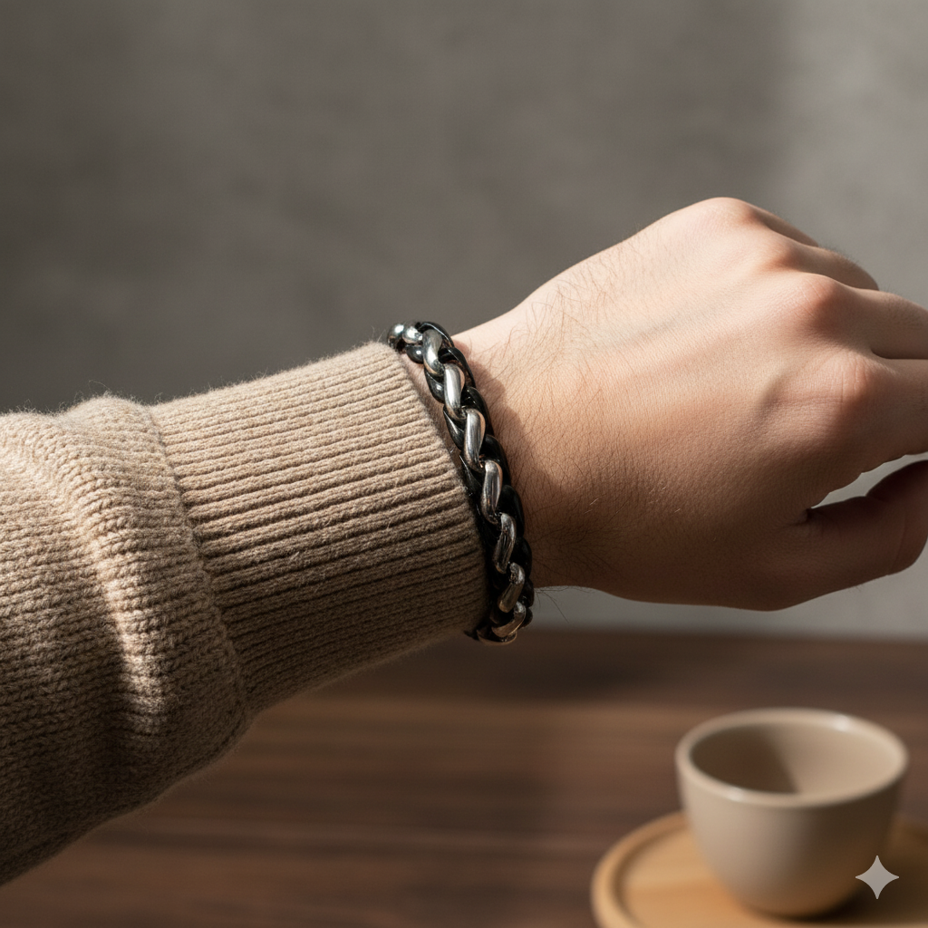 Herren Armband Edelstahl Phantasiekette 23 cm