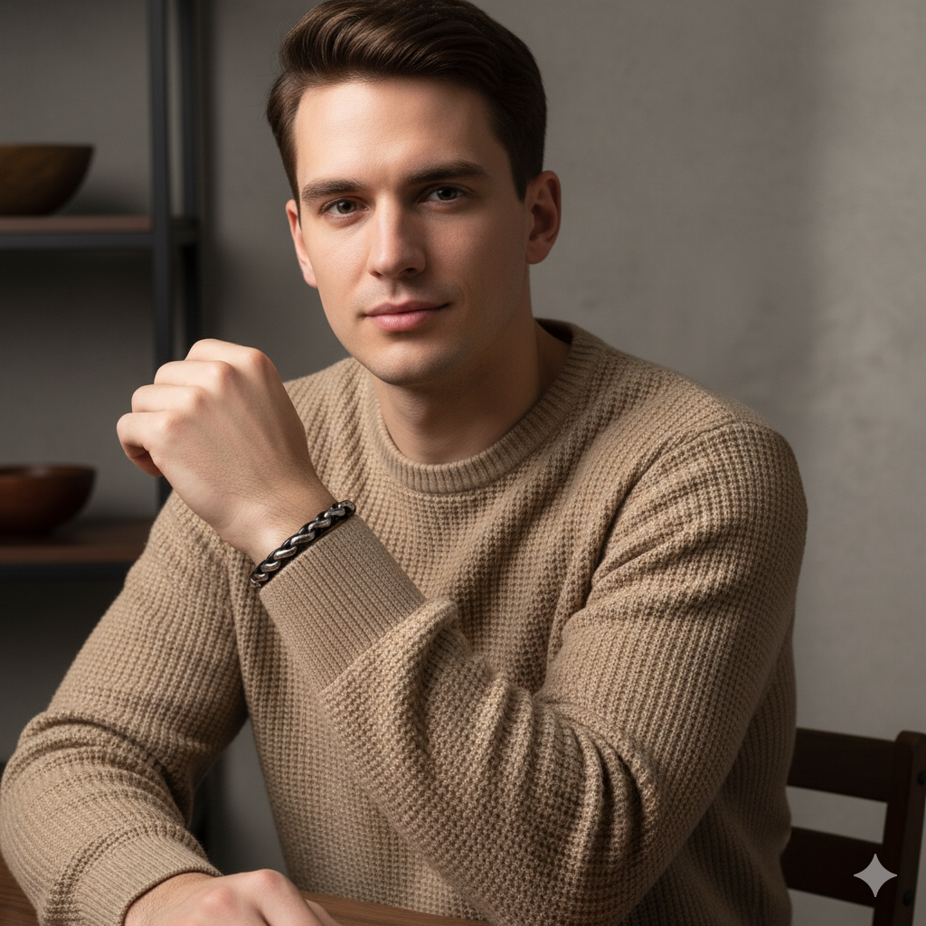 Herren Armband Edelstahl Phantasiekette 23 cm