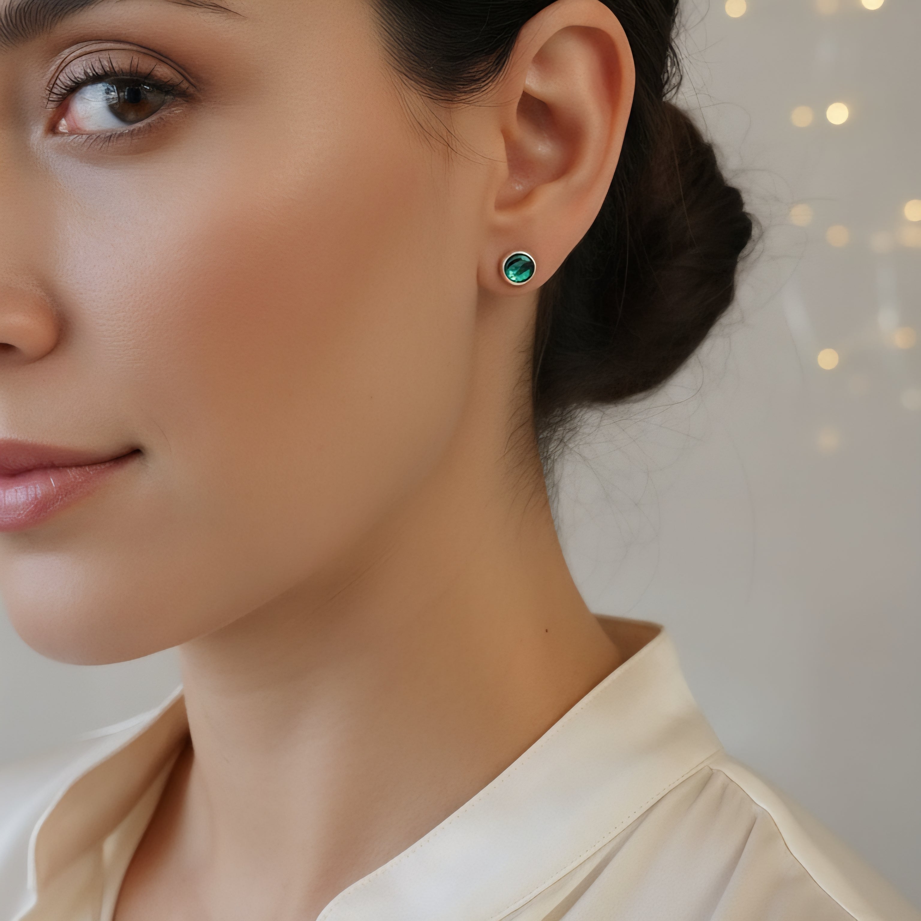 Damen Ohrstecker Abalone Muschel rund