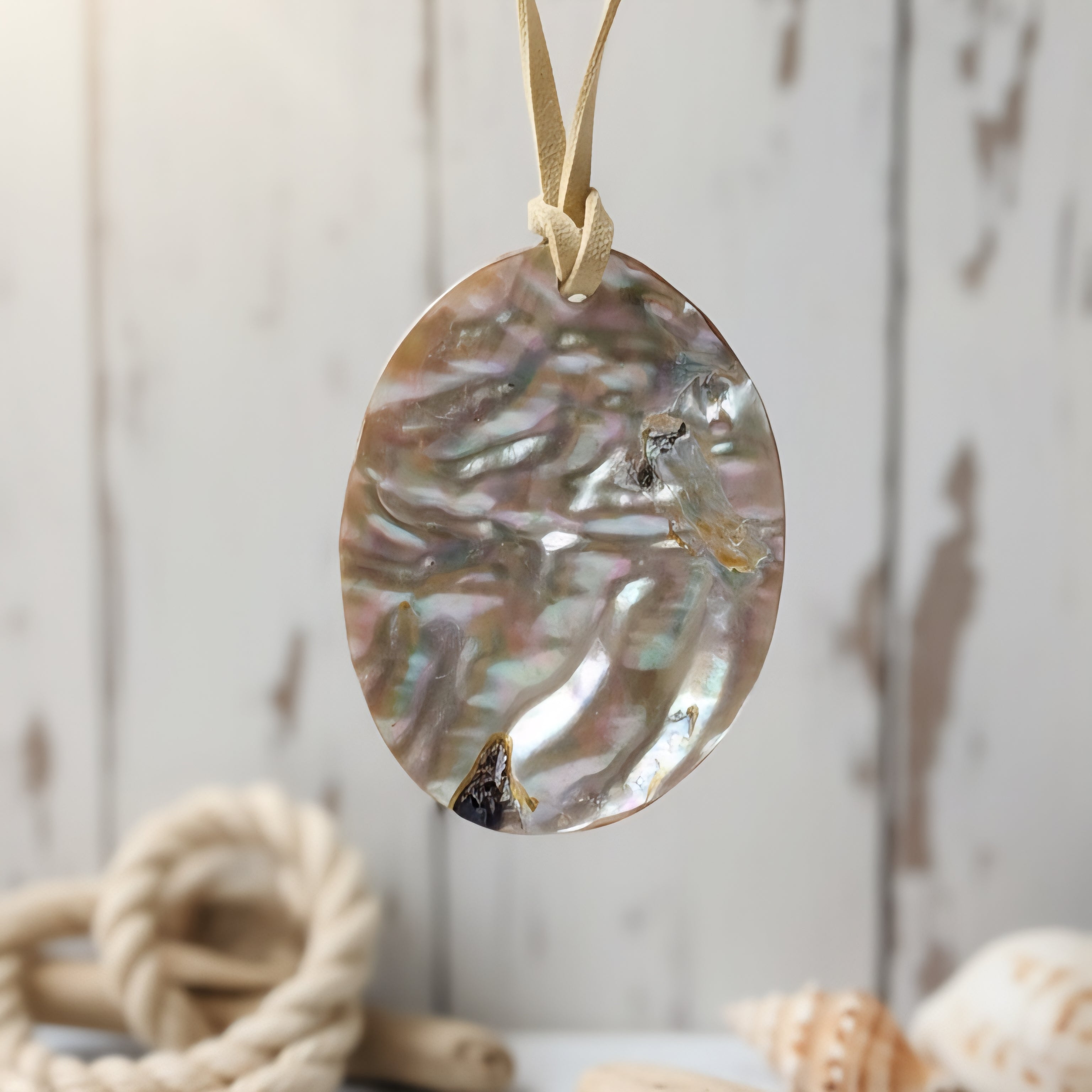 Abalone-Perlmutt-Form an Stoffband - Oval