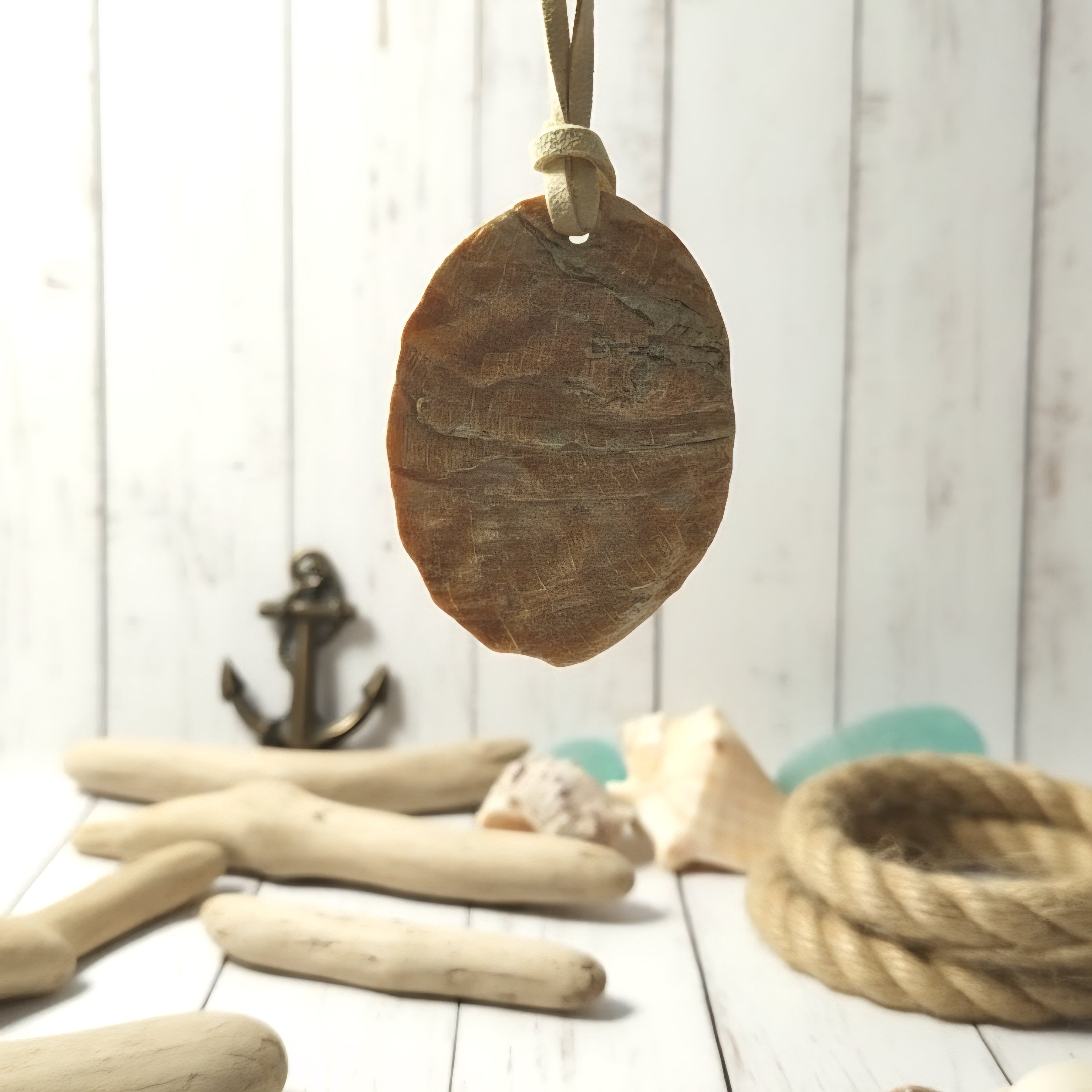 Abalone-Perlmutt-Form an Stoffband - Oval