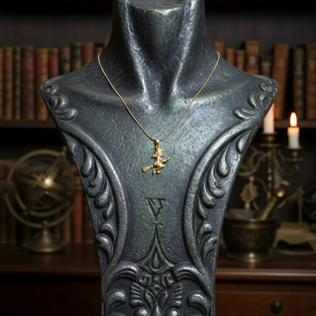 Damen Kette mit Anhänger Hexe Gold