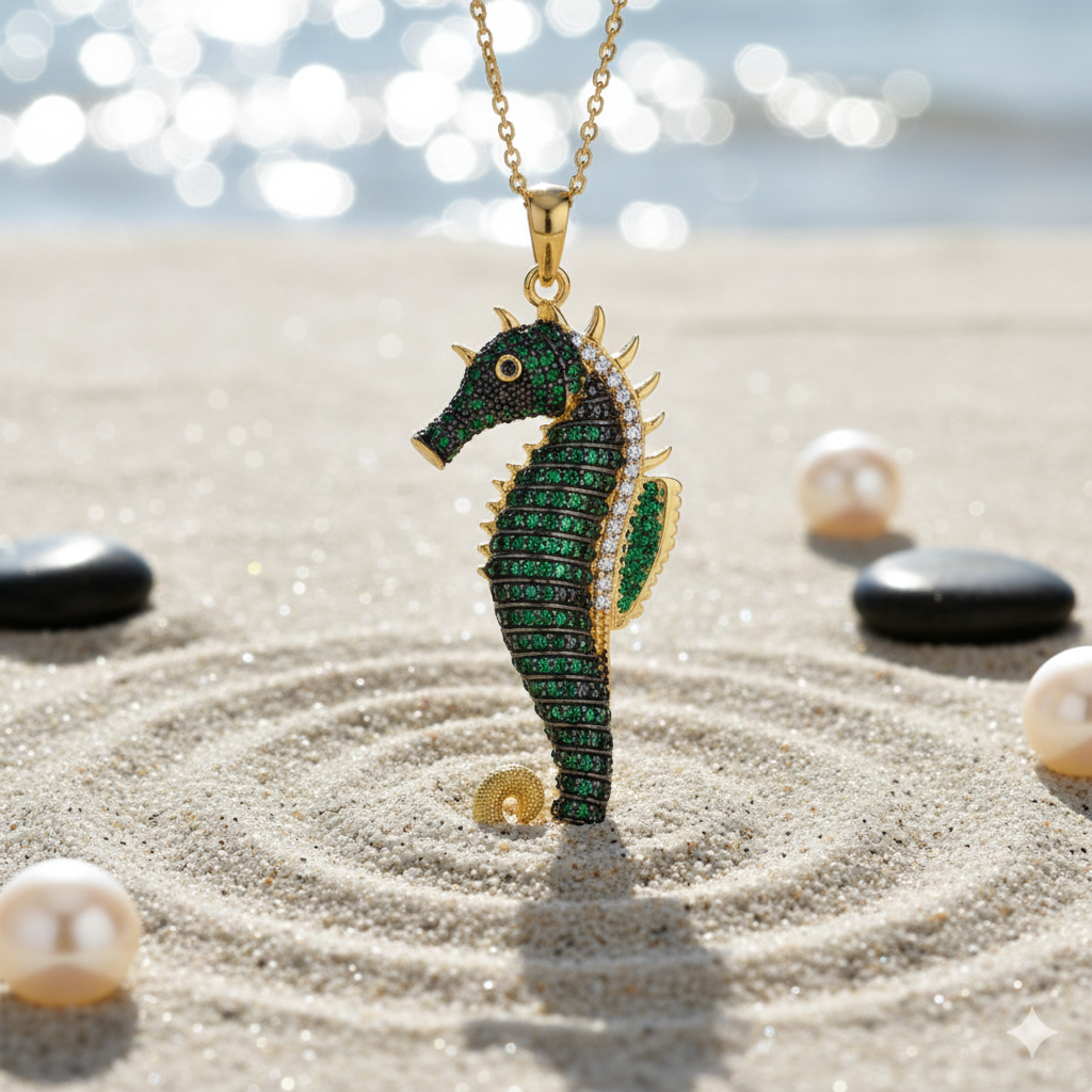 Damen Kette mit Anhänger Seepferdchen